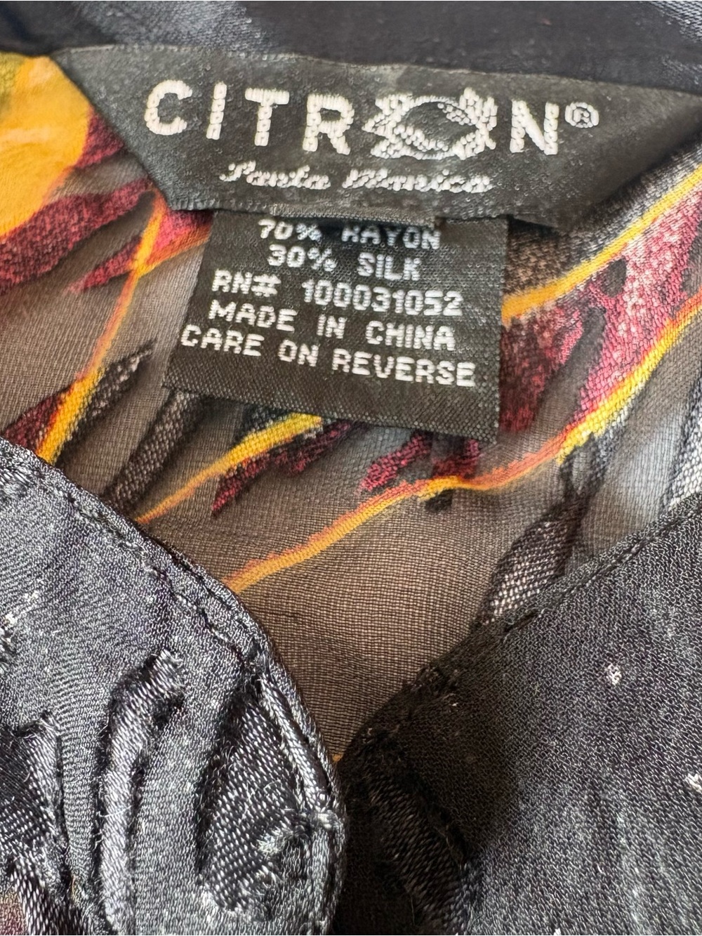 Vintage Citron Santa Monica Silk Butterfly Burnout Top 2X - Picture 10 of 12